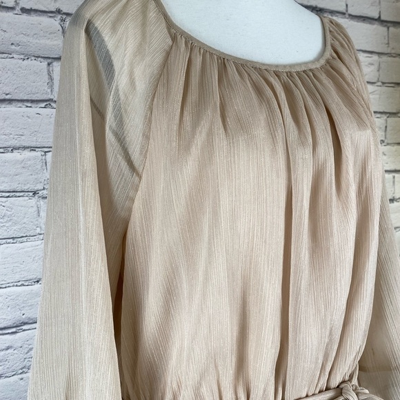 City Studio Champagne Cream Mid Length Boho Formal Dress Elastic Waist size 2X - Picture 10 of 16